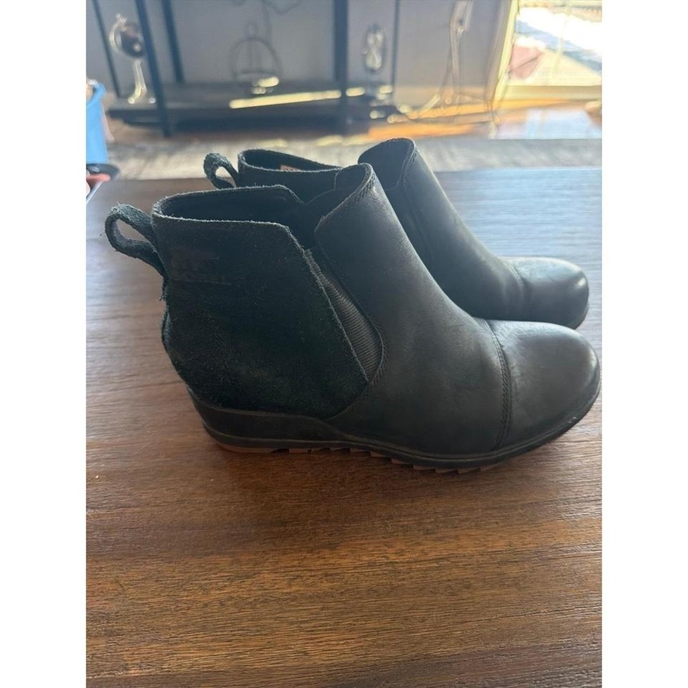 Sorel Black Leather & Suede Chelsea Ankle Boots
